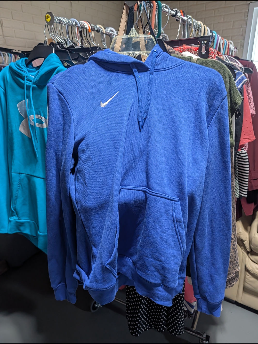 Nike Blue Pullover Hoodie with White Swoosh